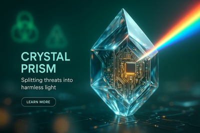 Hyperrealistic Crystal Prism Splitting Light in a Futuristic Setting
