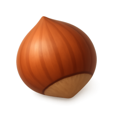 3D Hazel Nut Icon with Isometric View