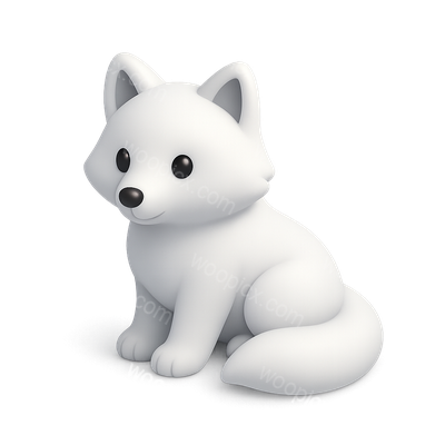 Charming 3D Arctic Fox Icon with Isometric Design