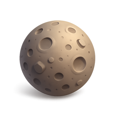 3D Render of a Moon Icon with Craters and Shadows