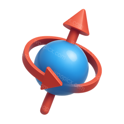 3D Electron Spin Icon in Vibrant Colors