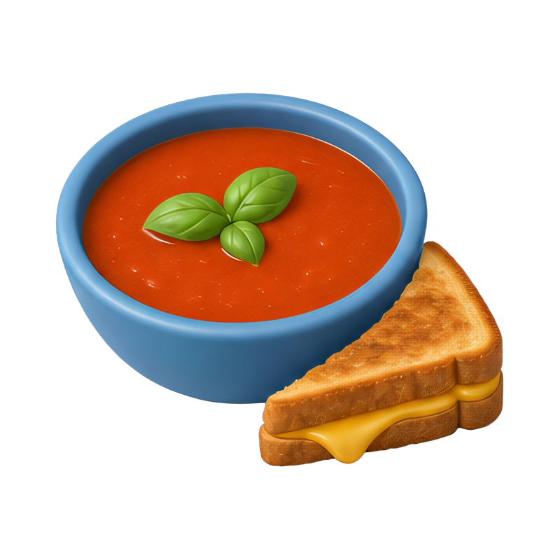 comforting tomato soup and grilled cheese