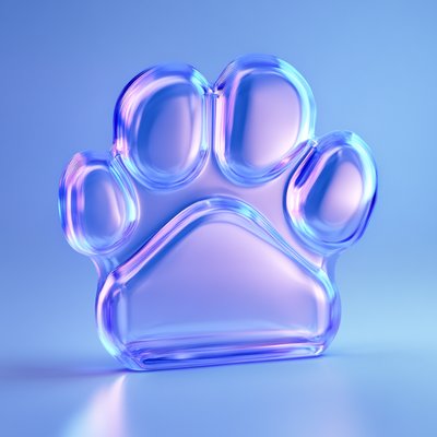 Stylized 3D Paw Print Icon in Soft Colors