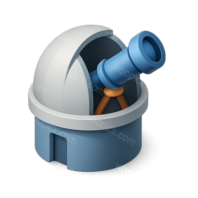 3D Telescope Icon with Dome in Isometric View