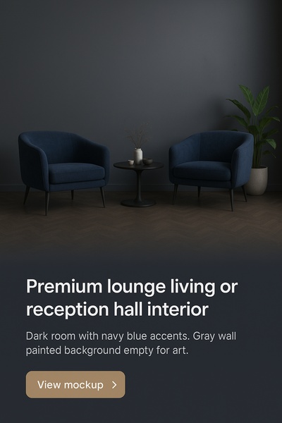 Modern Lounge Interior Design with Navy Accents