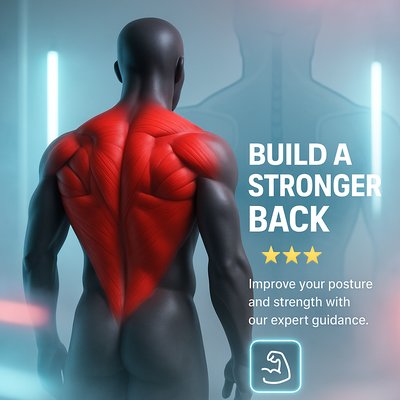 Fitness Promotion Graphic Highlighting Back Strengthening