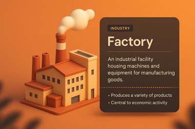3D Factory Illustration with Informative Block