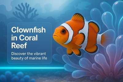 Vibrant Illustration of Clownfish in Coral Reef Environment