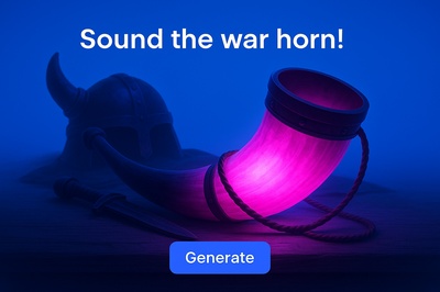 Vibrant Neon War Horn Glowing in Blue Atmosphere