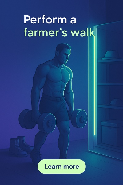 Realistic Farmer's Walk Illustration with Neon Accents