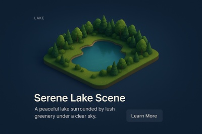 Serene Lake Scene in 3D Realistic Style