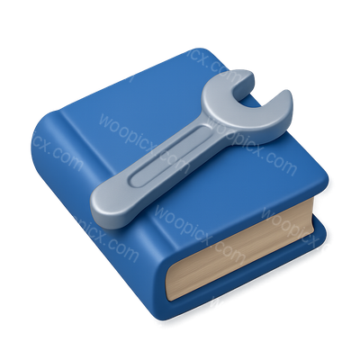 3D Icon of a Book with a Wrench on Top