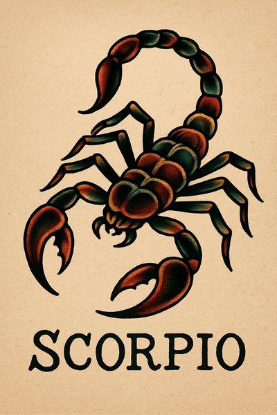 Artistic representation of Scorpio zodiac sign with scorpion illustration