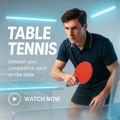 Dynamic Table Tennis Promotional Graphic with Engaging Call to Action