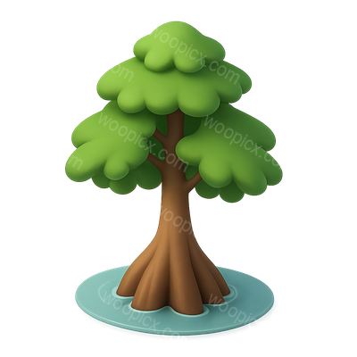 Stylized 3D Cypress Swamp Tree Icon with Isometric View