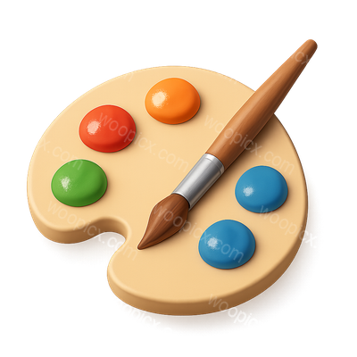 Colorful 3D Art Palette Icon with Brush