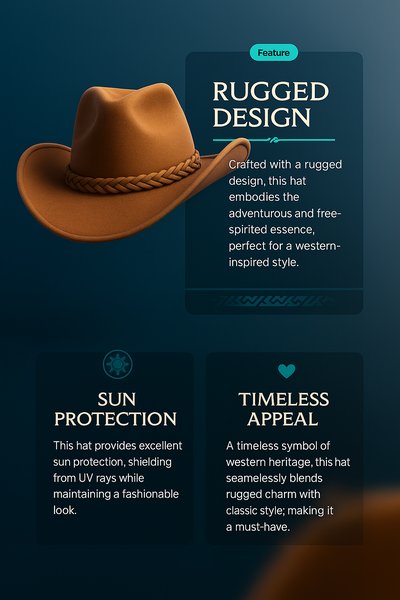 Stylish 3D Cowboy Hat Design with Features