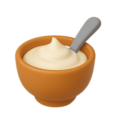 Stylized Illustration of Creamy Sauce in a Bowl