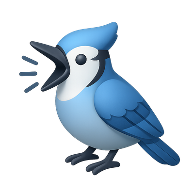 3D Blue Jay Icon with Isometric Design