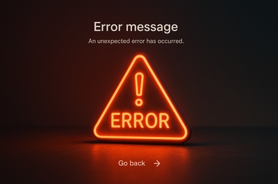 Stylish Neon Error Message Illustration for Web Design