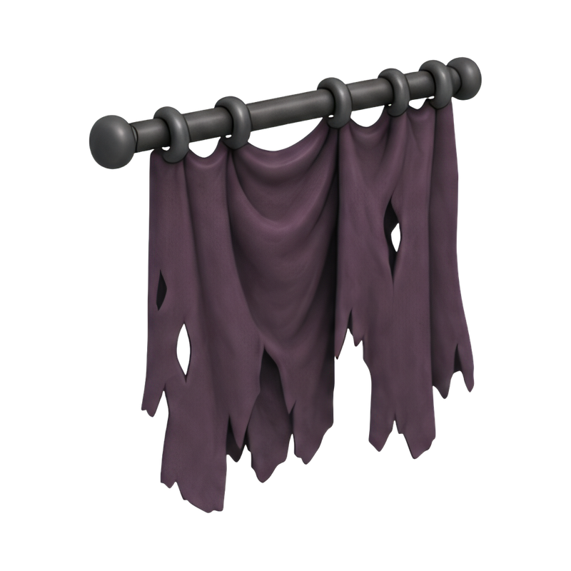 worn fabric curtain draping