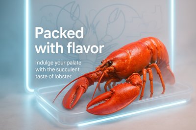 Vibrant Lobster Display with Culinary Messaging