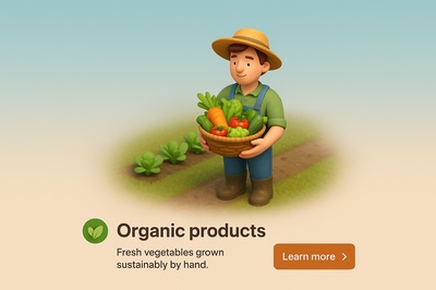 Young Farmer Holding Fresh Organic Vegetables in Basket