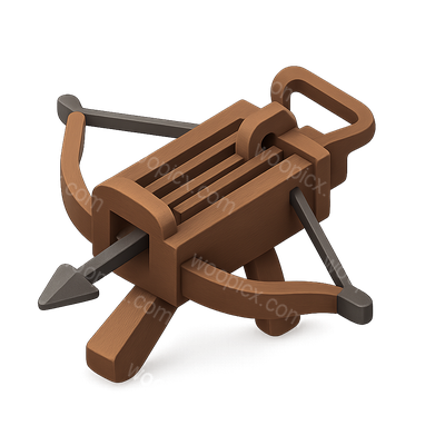 Stylized 3D Crossbow Icon with Detailed Features