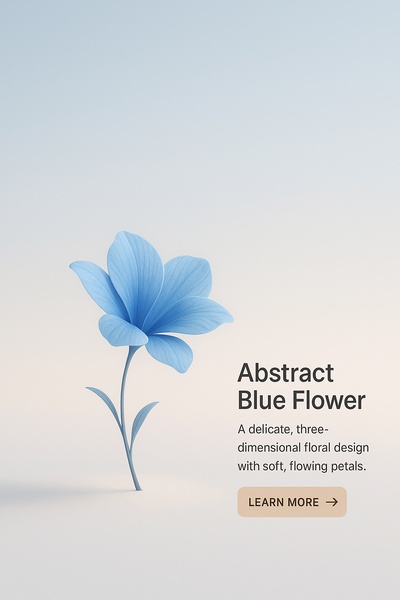 Elegant Abstract Blue Flower in 3D Design