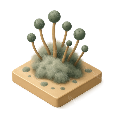 3D Mold Icon with Fuzzy Growth in Isometric View