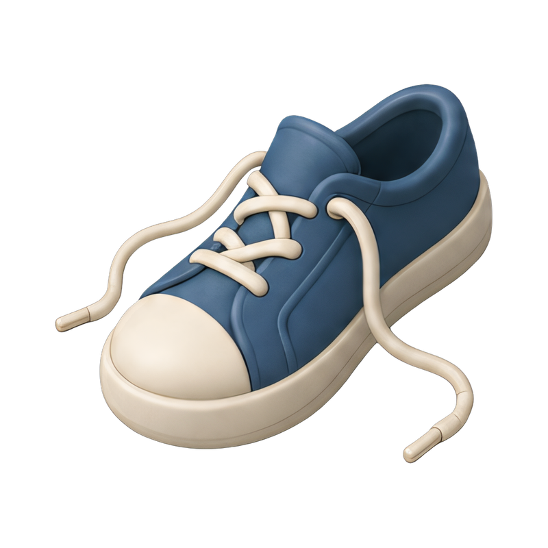 Casual shoe with untied laces