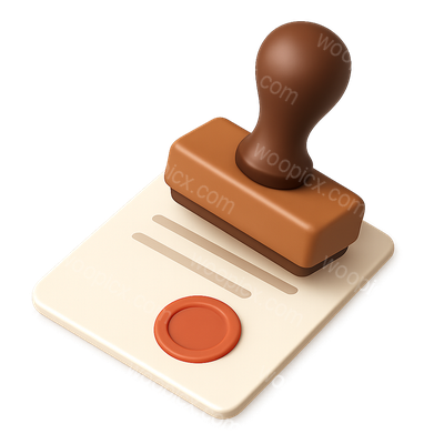 Stylish 3D Stamp Icon on Document Representation