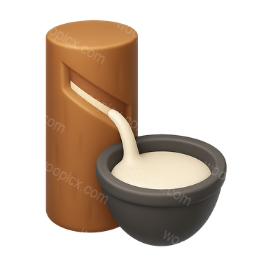 3D Icon of Rubber Tree Latex Collection