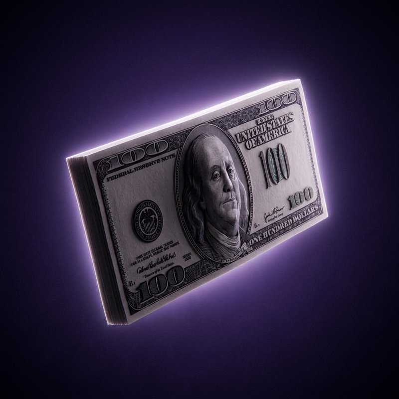 dollar bills in a stack