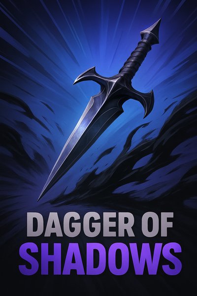 Dynamic Dagger of Shadows Illustration with Bold Text