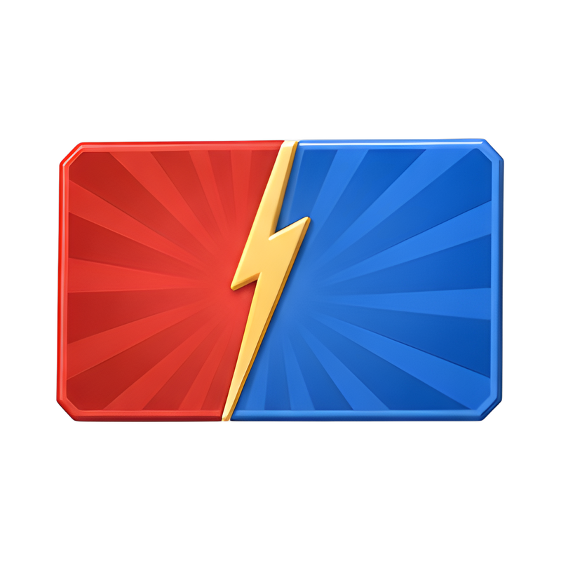 red and blue split panel