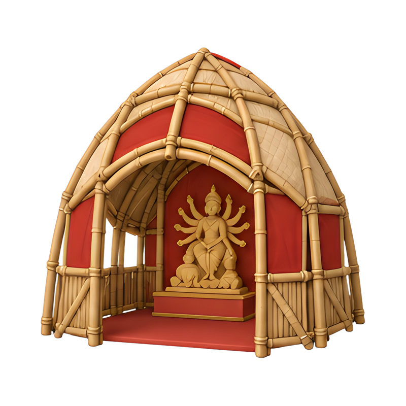 vibrant bamboo pandal decoration