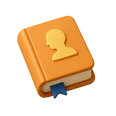 3D Autobiography Icon with Transparent Background