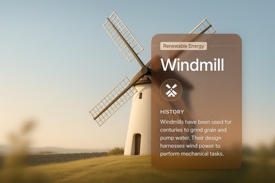 Modern Windmill Design with Informative Overlay