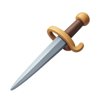 Stylized 3D Dagger Icon with Brown Handle
