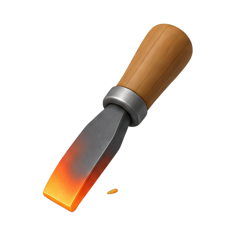 Chisel cutting through wood