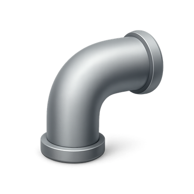 3D Curved Pipe Icon with Isometric View
