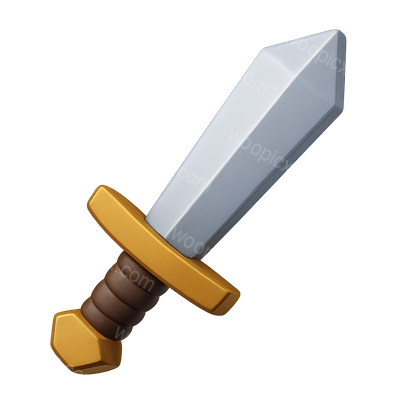 Stylized 3D Broadsword Icon with Isometric View