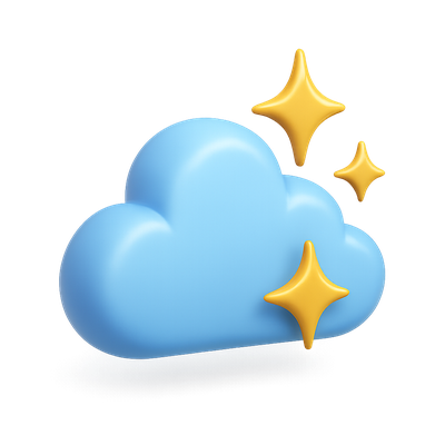 3D Sparkling Cloud Icon with Volumetric Effect