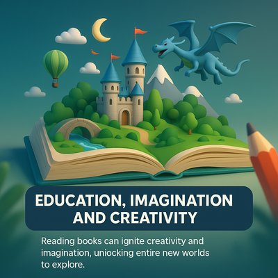 Fantasy Book Illustration Emphasizing Education and Imagination