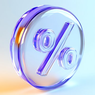 3D Percentage Symbol in Stylish Glass Design
