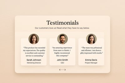 Elegant 3D Visualization of Testimonials Section