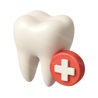 3D Tooth Icon with Medical Cross Design