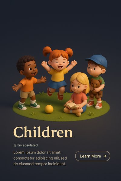 Charming 3D Scene of Children Playing Together