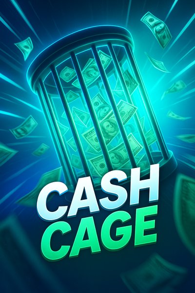 Dynamic Neon Cash Cage Illustration with Luminous Effects